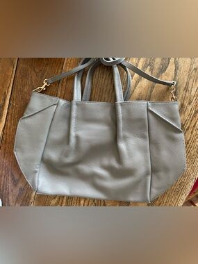 Oliveve Elegant Gray Leather Tote Bag